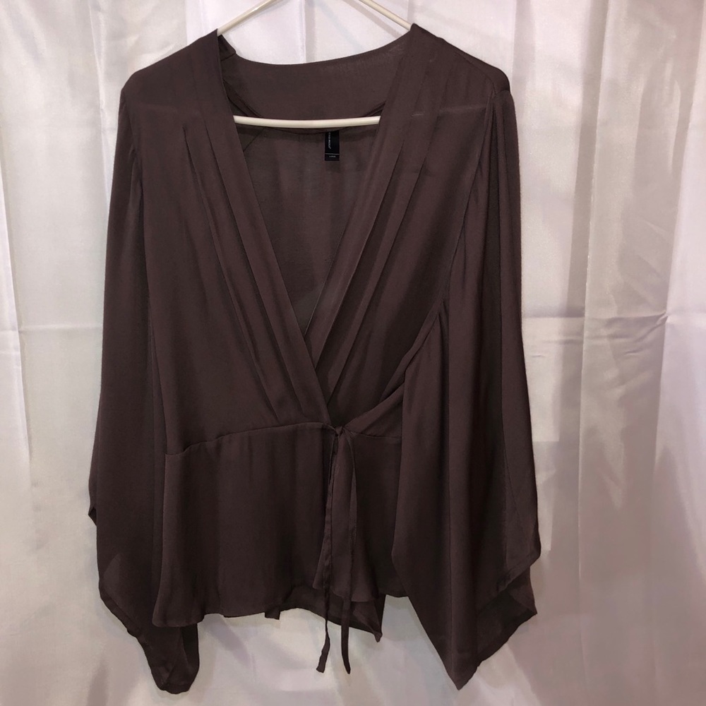 Vero Moda Brown Crossover Tie Blouse  Large